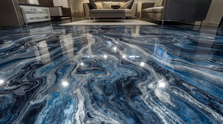 Dark Blue Metallic Epoxy Floor